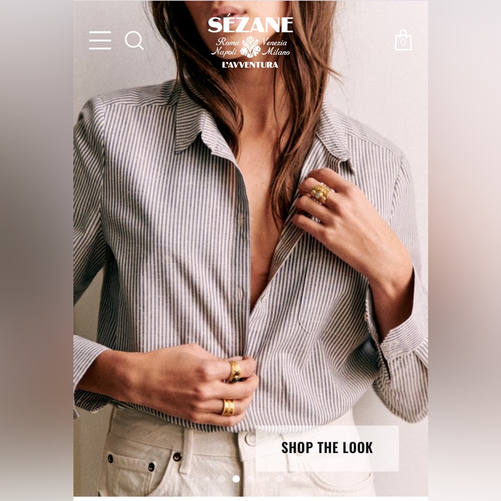 Sezane Tomboy Shirt in Ecru/Blue Stripes